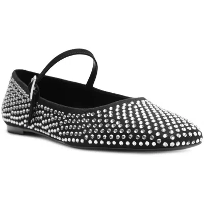 Arezzo Womens Embellished Mary Jane Ballet Flats In Black