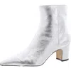 Arezzo Womens Leather Zip Up Ankle Boots In Multi