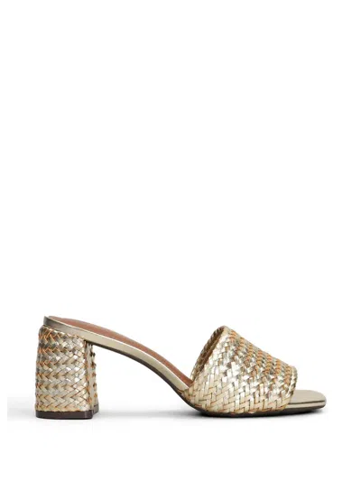 Arezzo Woven Block-heel Sandals In Gold
