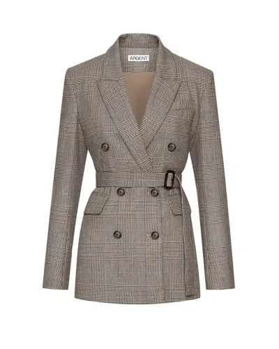 Argent Belted Double-breasted Blazer In Brown