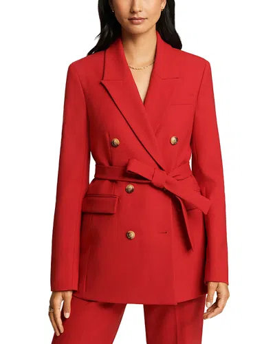 Argent Belted Double Breasted Blazer In Red