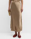 ARGENT BIAS-CUT VISCOSE SATIN MIDI SKIRT