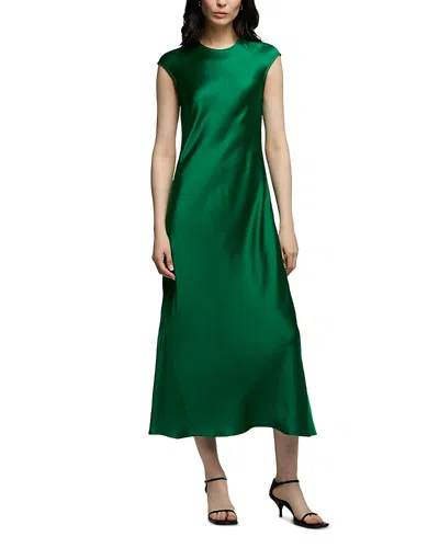 Argent Bias Silk Dress In Green