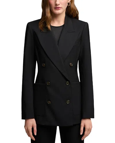 Argent Chelsea Peak Lapel Double Breasted Blazer In Black