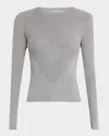 Argent Chevron Ribbed Stretch Wool Sweater In Light Grey