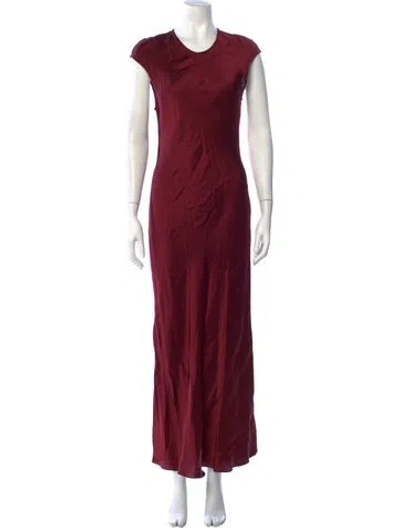 Pre-owned Argent Crew Neck Long Dress In Burgundy