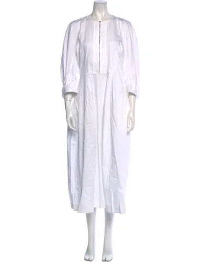 Pre-owned Argent Crew Neck Long Dress In White