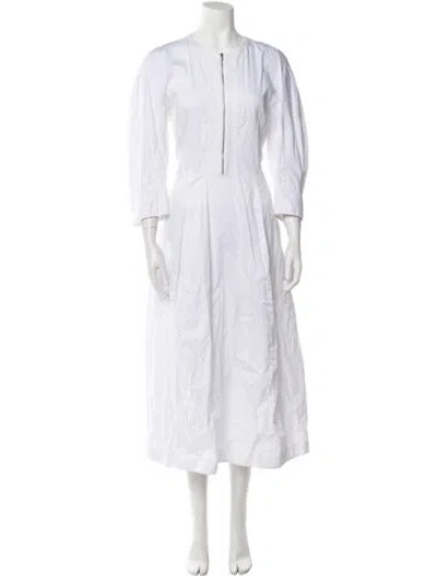 Pre-owned Argent Crew Neck Long Dress In White