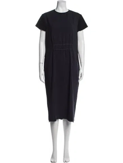 Pre-owned Argent Crew Neck Midi Length Dress In Black/blue