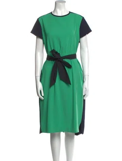 Pre-owned Argent Crew Neck Midi Length Dress In Green