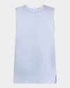 Argent Crewneck Shiny Silk Charmeuse Tank