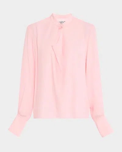 Argent Cutout Silk Double Georgette Blouse In Pink