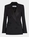Argent Double-breasted Seasonless Wool Tuxedo Blazer In Black