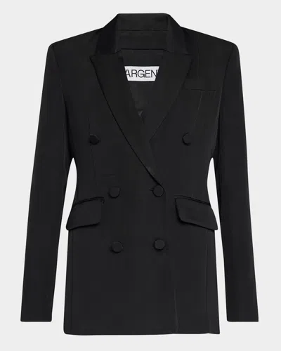 Argent Double-breasted Viscose Twill Blazer In Black