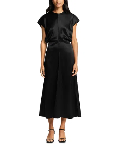 Argent Draped Silk Dress In Black