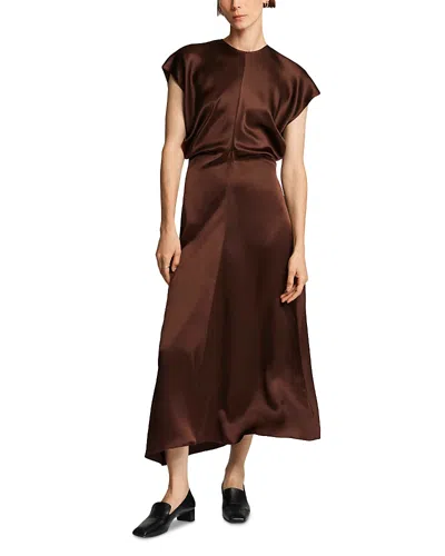 Argent Draped Silk Dress In Brown
