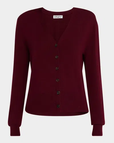 Argent Everyday Knit Button-down Cardigan In Burgundy