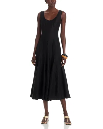Argent Godet Dress In Black