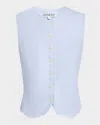 Argent High-neck Linen Twill Waistcoat