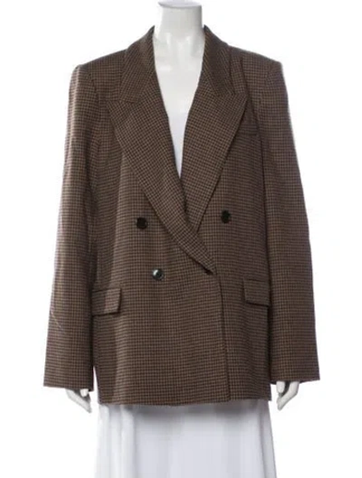 Pre-owned Argent Houndstooth Print Blazer In Brown