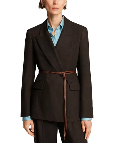 Argent Lenox Leather Belt Blazer In Brown