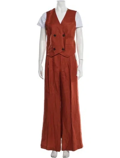 Pre-owned Argent Linen Pant Set In Orange