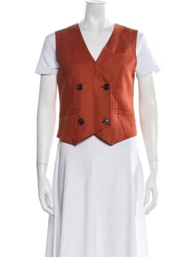Pre-owned Argent Linen Vest In Orange