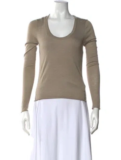 Pre-owned Argent Merino Wool Scoop Neck Sweater In Neutral