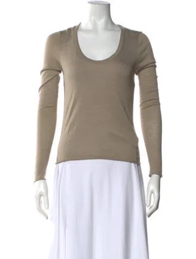 Pre-owned Argent Merino Wool Scoop Neck Sweater In Neutrals