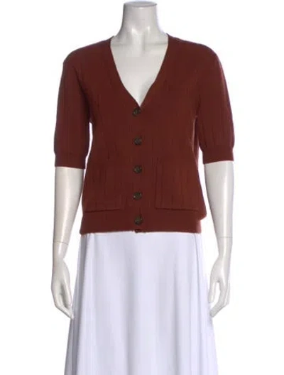 Pre-owned Argent Merino Wool V-neck Sweater In Brown