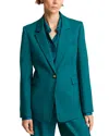 Argent Notched Lapel Single Button Blazer In Green