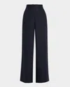 Argent Park Wide-leg Basketweave Linen Trousers In Midnight