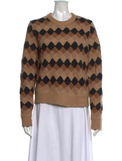 Pre-owned Argent Patterned Crew Neck Sweater In Brown
