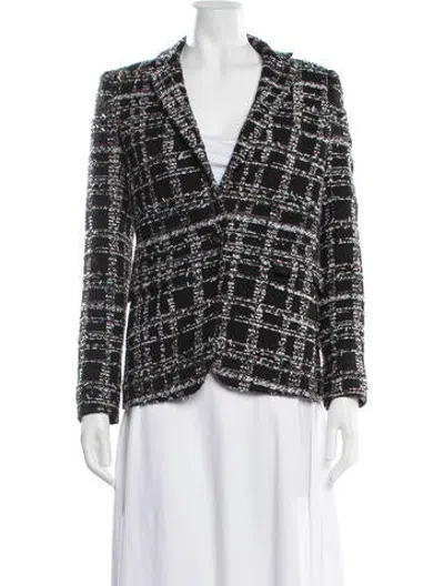 Pre-owned Argent Plaid Print Blazer In Black