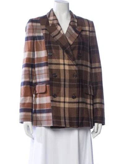 Pre-owned Argent Plaid Print Blazer In Brown