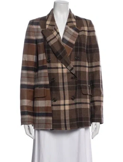 Pre-owned Argent Plaid Print Blazer In Brown