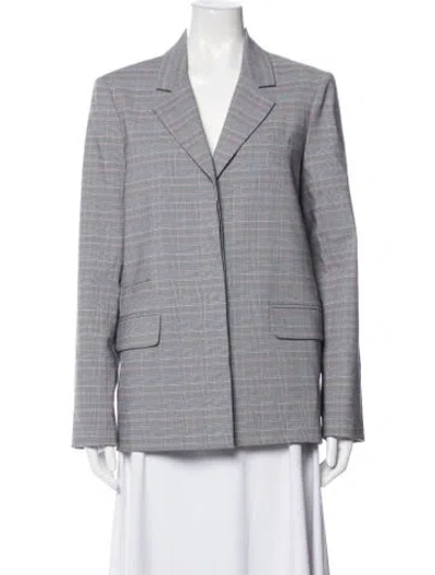 Pre-owned Argent Plaid Print Blazer In Gray
