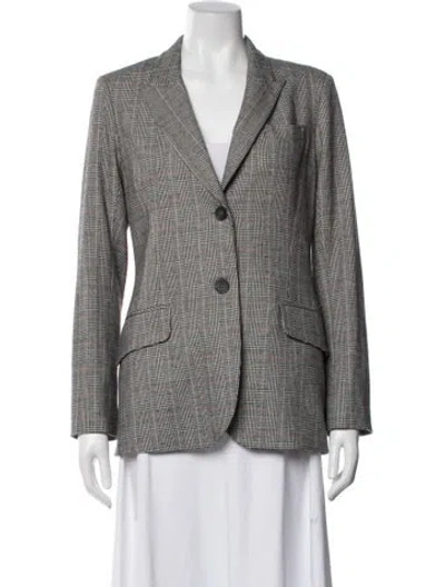 Pre-owned Argent Plaid Print Blazer In Gray