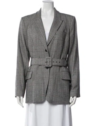 Pre-owned Argent Plaid Print Blazer In Grey