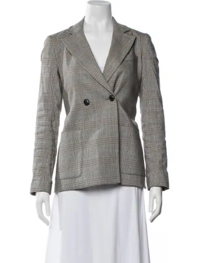 Pre-owned Argent Plaid Print Blazer In Grey