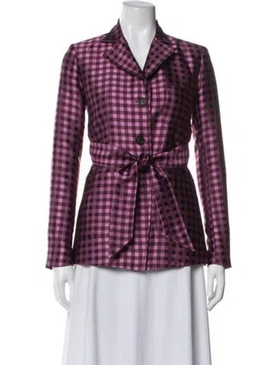 Pre-owned Argent Plaid Print Blazer In Purple