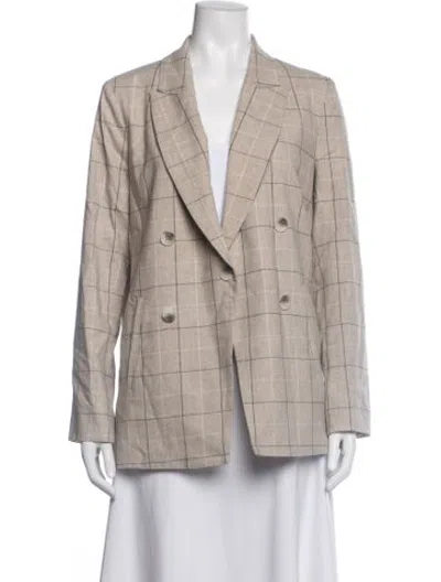 Pre-owned Argent Plaid Print Blazer W/ Tags In Neutrals