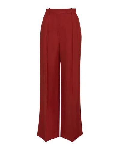 Argent High-rise Pleated Twill Trousers In Chili