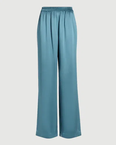 Argent Pull-up Pant In Silk Charmeuse With Piping Detail In Blue