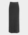 Argent Ribbed Midi Pencil Skirt In Grey
