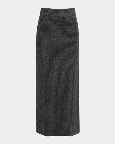 Argent Ribbed Midi Pencil Skirt In Grey