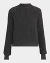 Argent Ribbed Mock-neck Fisherman Sweater In Grey