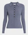 Argent Ribbed Spread-collar Sweater In Powder Blue