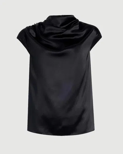 Argent Ruched Blouse In Silk Charmeuse In Black