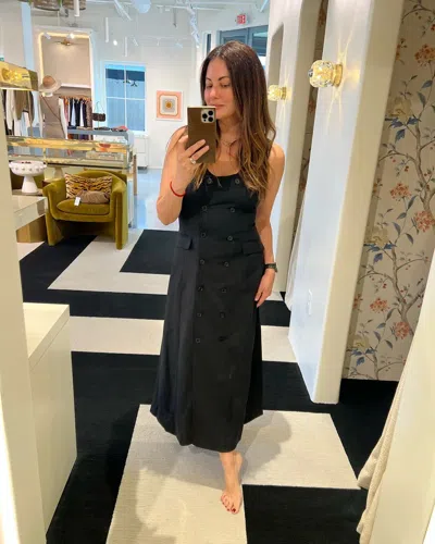 Argent Scoop Neck Double Breasted Dress In Black